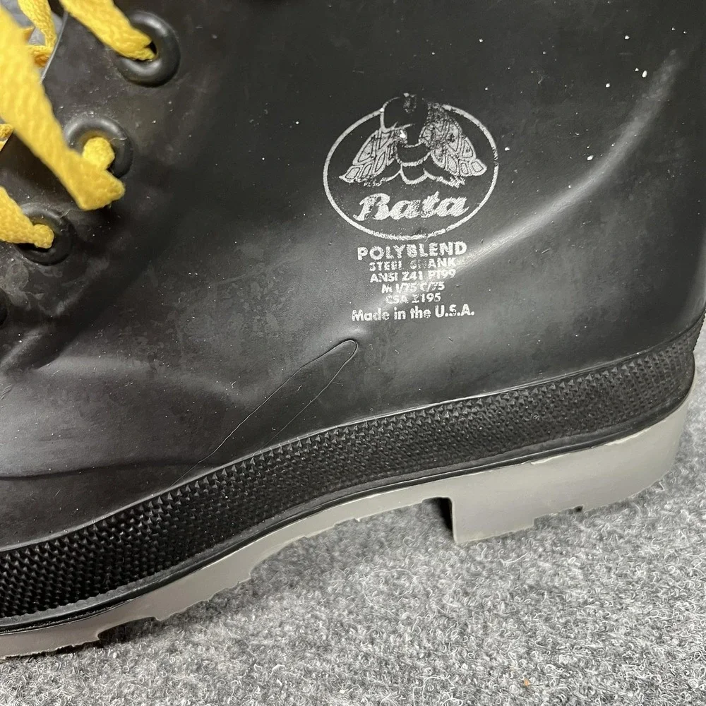 Bata Polyblend Boots Mens‎ Size 10 Black Rubber Waterproof Ankle Work Made USA